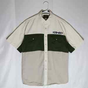 Rustler By Wrangler Pearl Snap Shirt Men's M Western Tan Olive Cowboy 90's Vtg